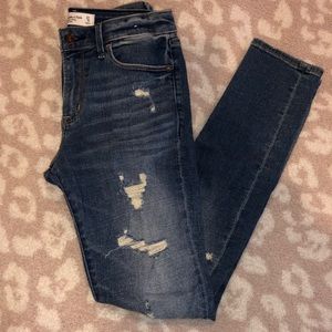 Abercrombie & Fitch Super Skinny Mid Rise Distressed Denim